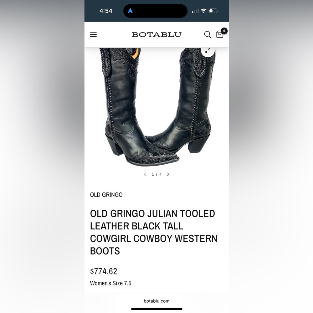 Old Gringo Julian Black Tooled Leather Boots